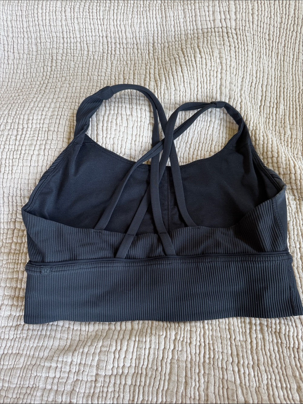 lululemon athletica energyBlack Strappy Ribbed Longline Sports Bra